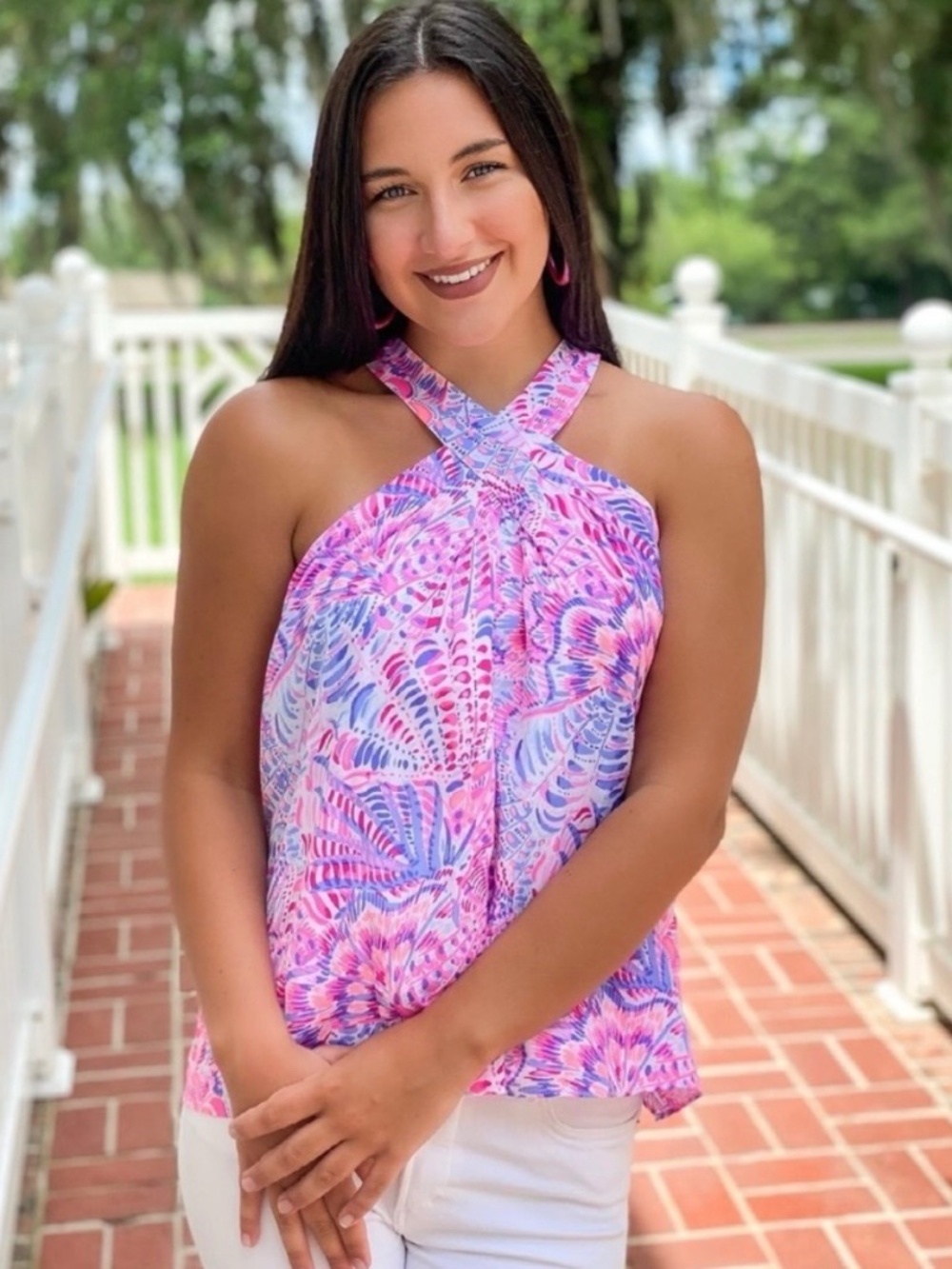 Lilly Pulitzer Rori Halter Top in Raz Berry Sea You Soon
